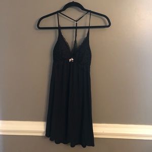 Victoria secret black lace racer back chemise medium